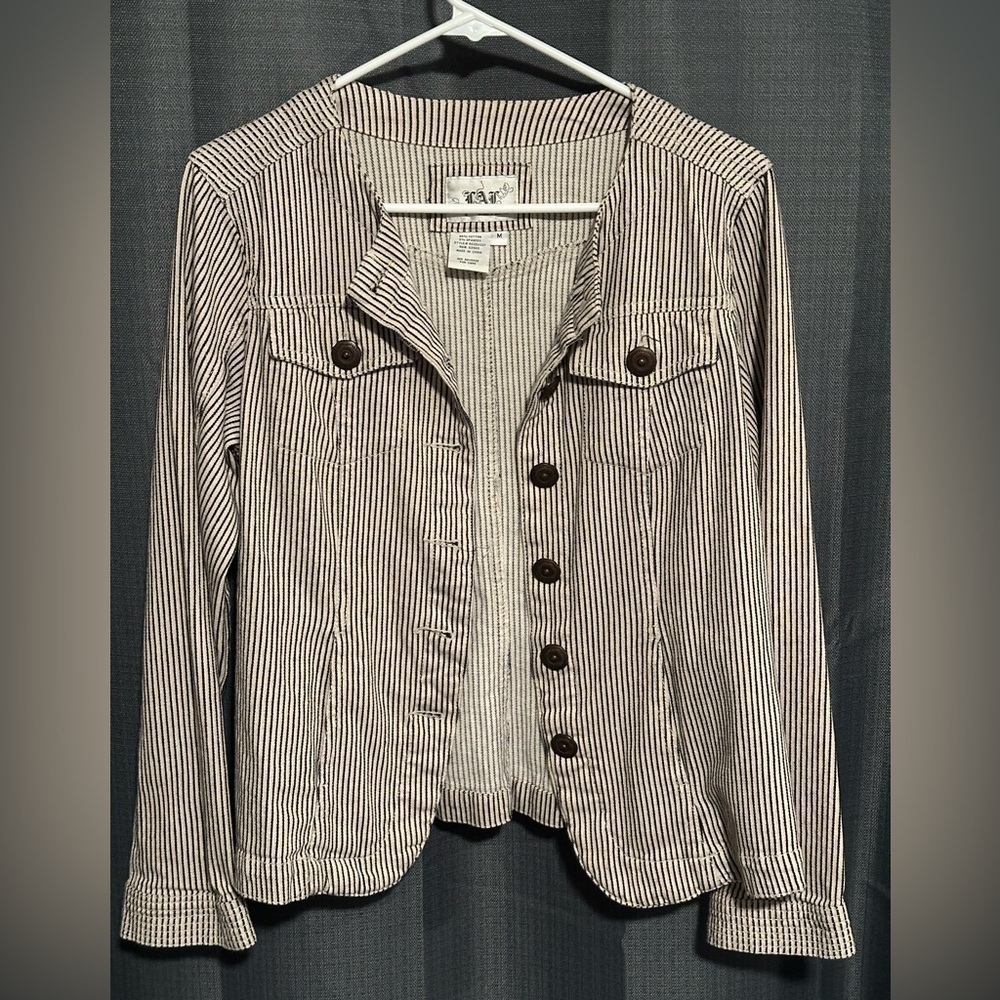 LAL Live a Little Striped Button Down Jacket - Picture 2 of 7